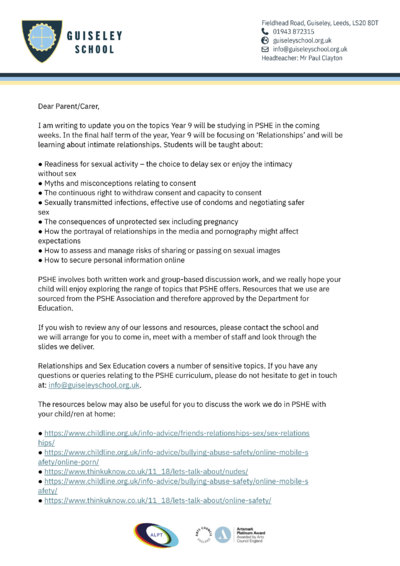 Year 9 PSHE May 2026