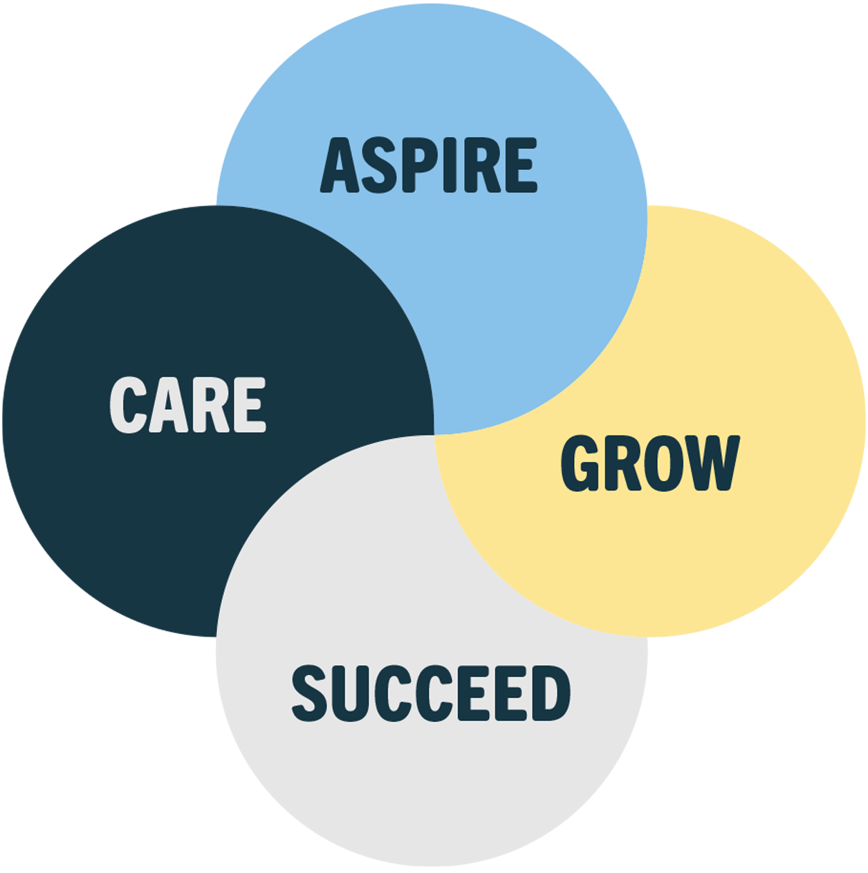 School values - Care, Aspire, Grow, Succeed