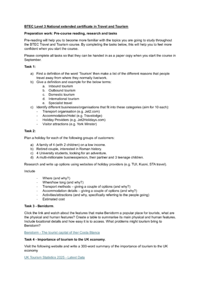 Travel and Tourism Gap Task