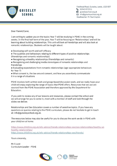 Year 7 PSHE May 2026