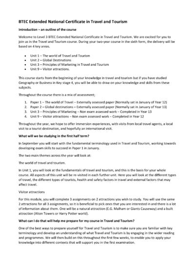 Travel and Tourism Intro