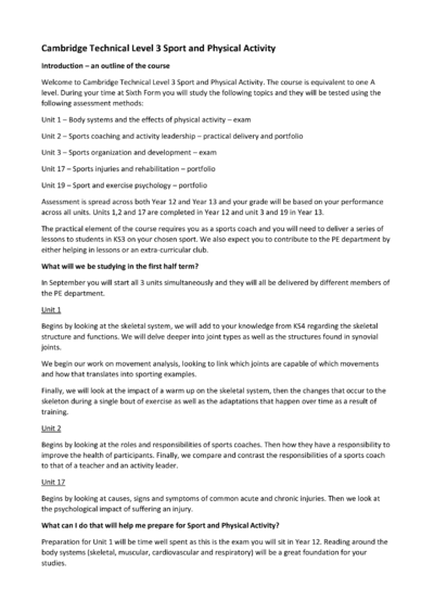 Sport and Physical Activity Intro