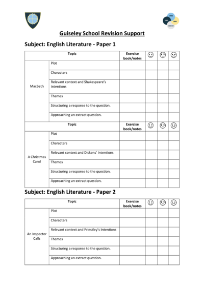 GCSE English Revision checklist