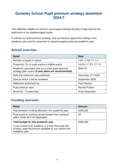 Pupil Premium Strategy Statement 2024-2027